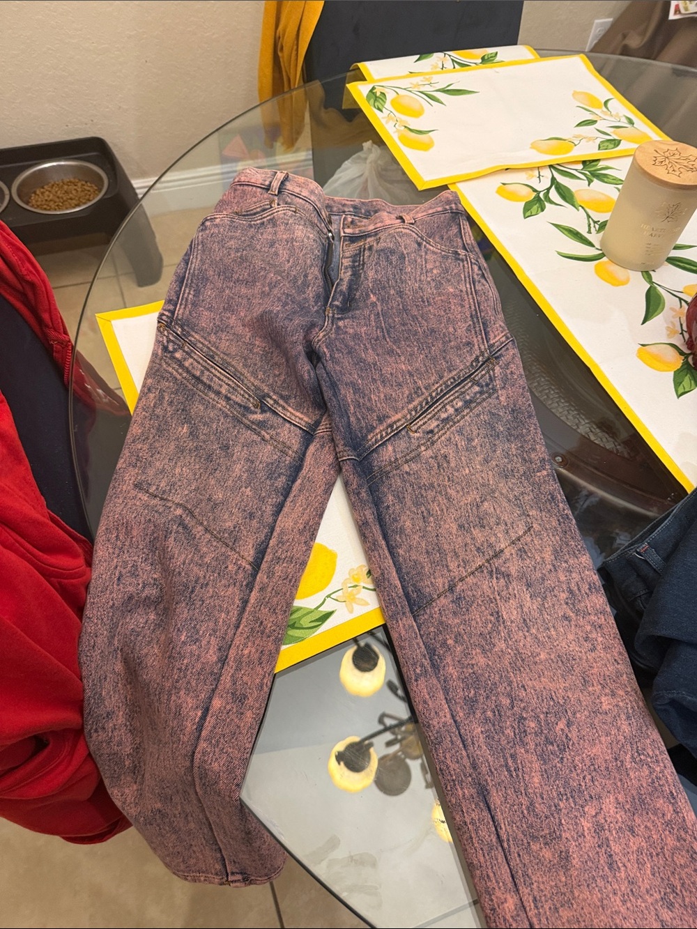High-Rise Pink Acid-Wash Women's Jeans - Picture 2 of 6